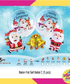(1Set Isi 5Pcs) Balon Foil Set Natal C