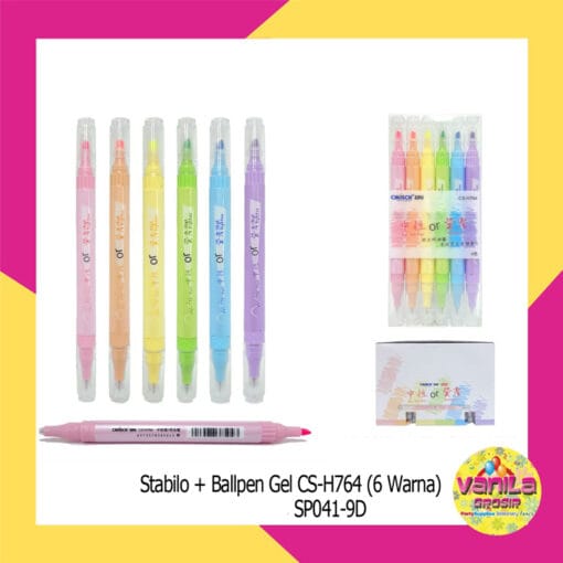 (1Set Isi 6 Warna) Stabillo + Ballpen Gel Pastel
