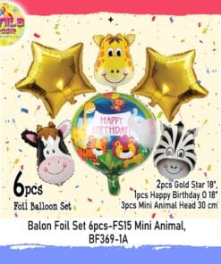 (1Set Isi 6pcs) Balon Foil Set Karakter Animal