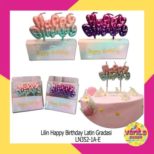 (1Set) Lilin Happy Birthday Gradasi Latin