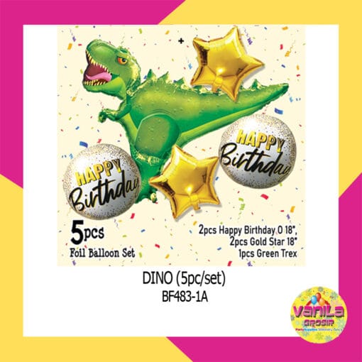 (1Set isi 5Pcs) Balon Foil Green Trex