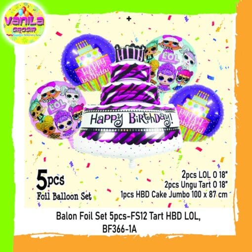 (1Set isi 5Pcs) Balon foil set HBD karakter LOL