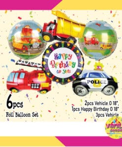 (1Set isi 6Pcs) Balon foil HBD motif Transportasi seri A (Vechile)