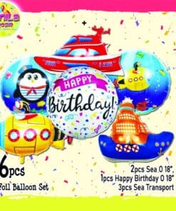 (1Set isi 6Pcs) Balon foil set karakter Submarine