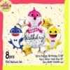 (1Set isi 8Pcs) Balon foil set HBD karakter Baby Shark