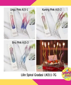(1pak isi 6pcs) Lilin Spiral Gradasi