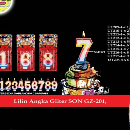(1pcs) LILIN ANGKA GLITTER RAINBOW (SON)