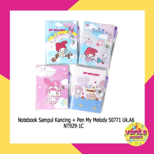 (1pcs) Notes Sampul Kancing + Pen Melody