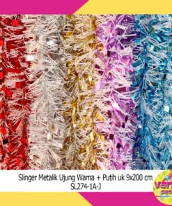 (1pcs) Slinger Metalik Ujung Warna + putih