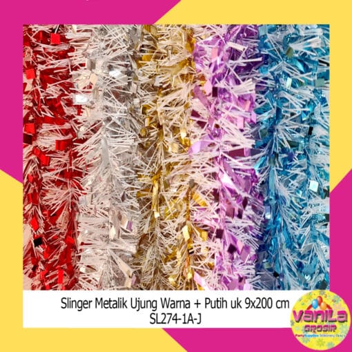 (1pcs) Slinger Metalik Ujung Warna + putih