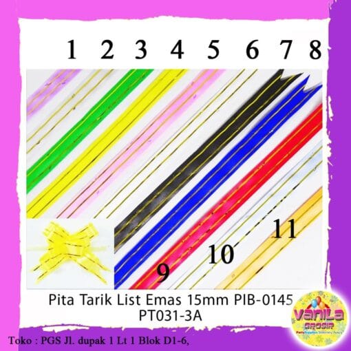(200Pcs)  Pita tarik list emas 15MM