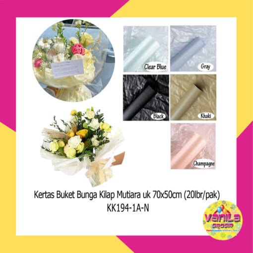 (20Lembar) Kertas Kado Buket Bunga Kilap Mutiara