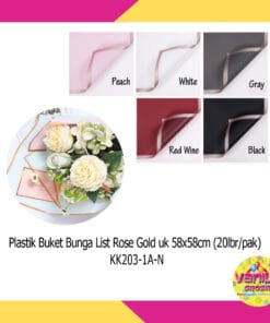 (20Lembar) Kertas Kado Buket Bunga List Rosegold