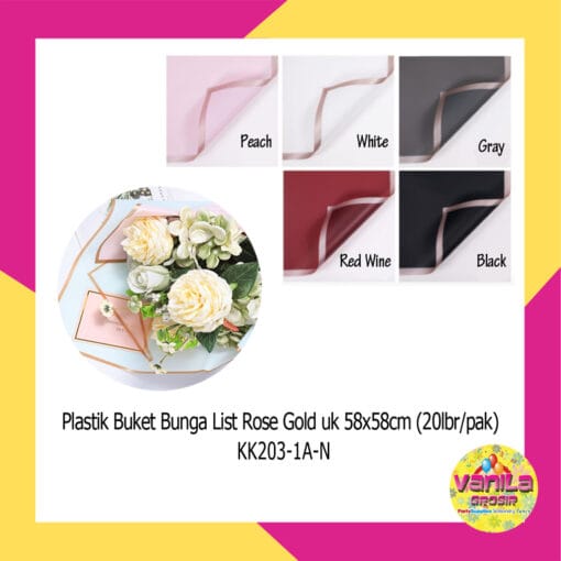 (20Lembar) Kertas Kado Buket Bunga List Rosegold