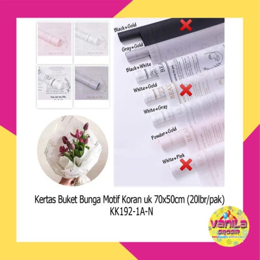 (20Lembar) Kertas Kado Buket Bunga Motif Koran