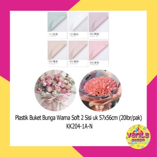 (20Lembar) Kertas Kado Buket Bunga Warna Soft