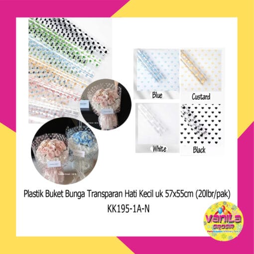 (20Lembar) Kertas Kado Buket Transparant Hati Kecil