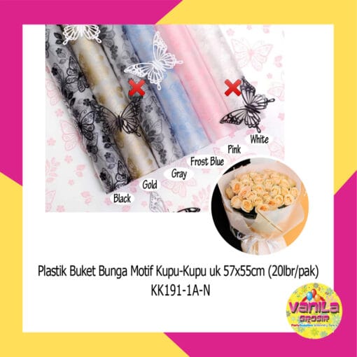 (20Lembar) Kertas Kado Bunga Motif Kupu-Kupu