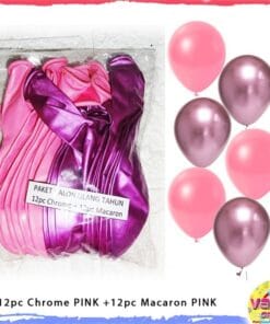 (24Pcs) Paket Balon Macaron + Balon Chrome