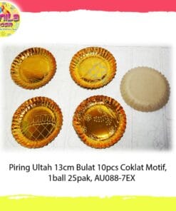 (10Pcs) Piring bulat kue tart Coklat motif