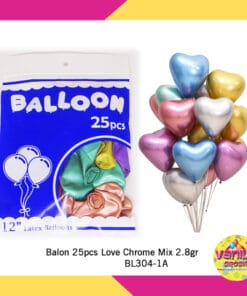 (25Pcs) Balon Love Chrome Mix
