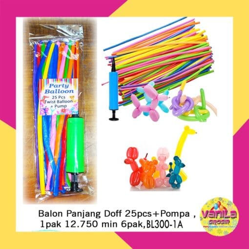 (25Pcs) Balon Panjang Doff+Pompa