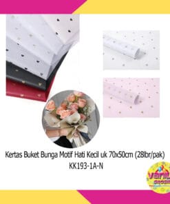 (28Lembar) Kertas Kado Buket Bunga Motif Hati Kecil