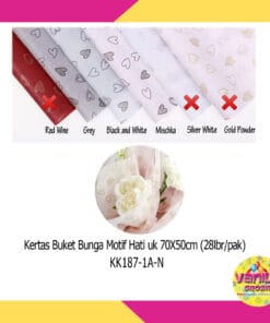 (28Lembar) Kertas Kado Buket Bunga Motif Hati
