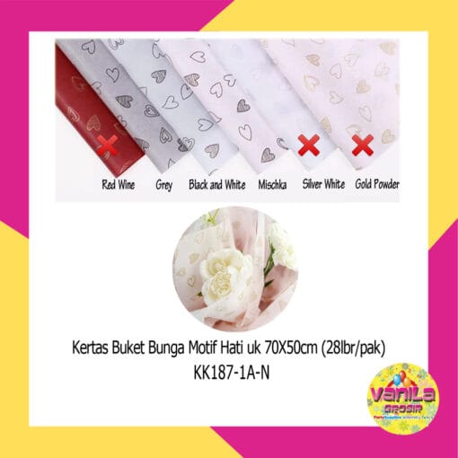 (28Lembar) Kertas Kado Buket Bunga Motif Hati