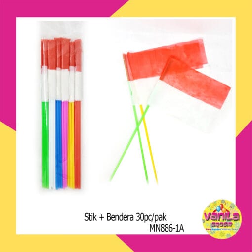 (30Pcs) Bendera Stik Merah Putih