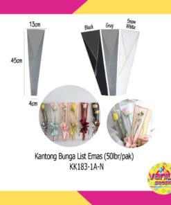 (50Lembar) Kantong Plastik Bunga List Emas