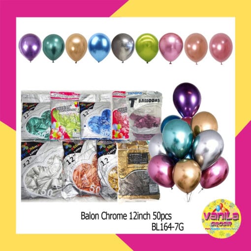 (50Pcs) Balon Chrome Latex 12inch
