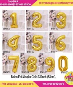 (50Pcs) Balon Foil Angka Jumbo Gold 80cm