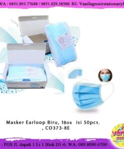 (50Pcs) Masker earloop (Biru) Non Hijab