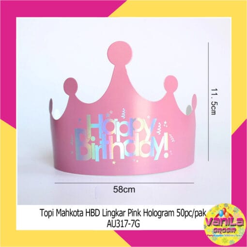 (50Pcs) Topi Mahkota HBD Lingkar Hologram