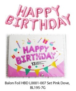 BALON FOIL HBD SET PINK DOVE