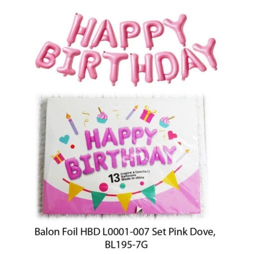 BALON FOIL HBD SET PINK DOVE