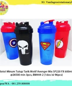 BOTOL MINUM TUTUP TARIK MOTIF AVENGER SPIDERMAN BATMAN 600ml