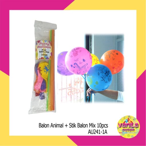 Balon Animal + Stik Balon 10Pcs