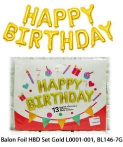 Balon Foil Huruf HAPPY BIRTHDAY GOLD