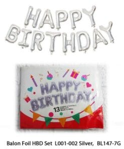 Balon Foil Huruf HAPPY BIRTHDAY SILVER