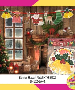 Banner Hiasan Natal Snowman Rusa Santa