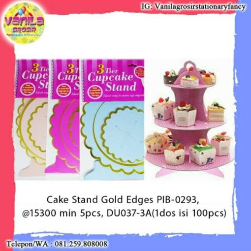 CUP CAKE STAND / CAKE STAND GOLD EDGES
