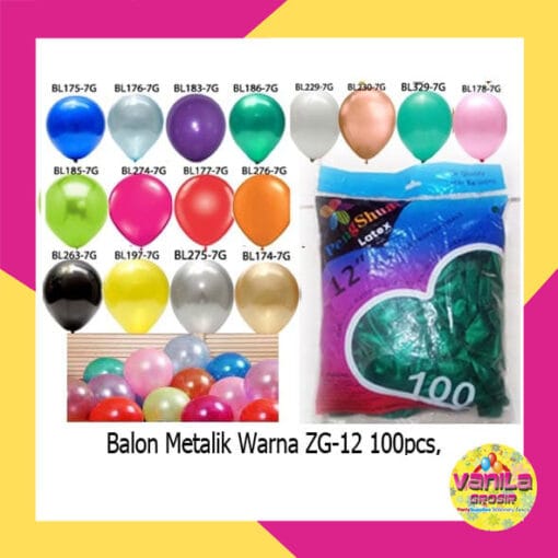 (ISI 100) BALON METALIK 1 WARNA