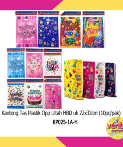 (Isi 10Pcs UK L) Kantong Tas Plastik Opp Ultah Motif HBD