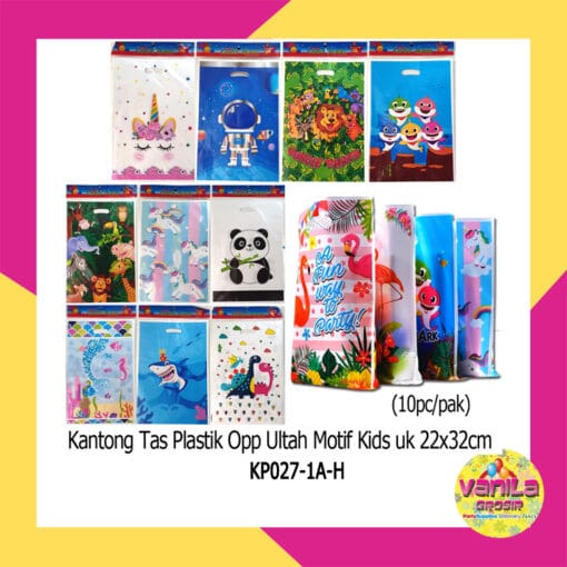 (Isi 10Pcs UK L) Kantong Tas Plastik Opp Ultah Motif Kids