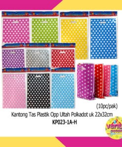(Isi 10Pcs UK L) Kantong Tas Plastik Opp Ultah Motif Polkadot