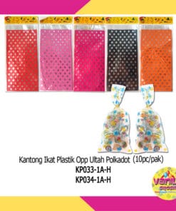 (Isi 10Pcs Uk S) Kantong Ikat Plastik Opp Ultah Motif Polkadot