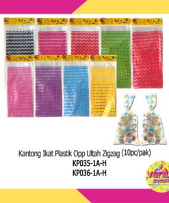 (Isi 10Pcs Uk S) Kantong Ikat Plastik Opp Ultah Motif Zigzag