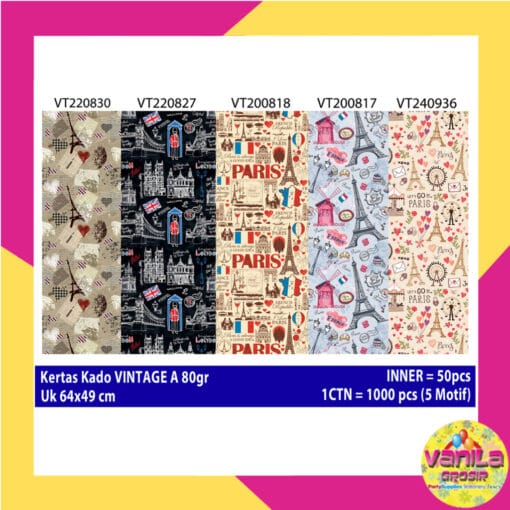 KERTAS KADO MOTIF VINTAGE A